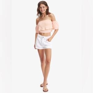 ROXY SEASIDE HEAVEN OFF SHOULDER WOMEN PEACH BUD CROP TO SIZE MEDIUM BRAND NEW